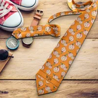 Fun Bold Modern Novelty Peaches Summer Initials  Neck Tie