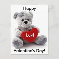 Grey Bear With Heart Holiday Postcard