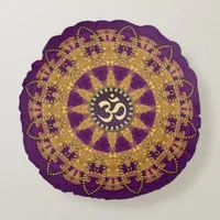 Vintage Bohemian Sunflower OM Yoga Round Cushion