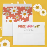 Colorful Retro Groovy Peace Love Joy Holiday Envelope