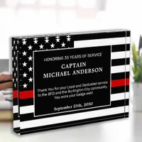 Firefighter Thin Red Line Retirement Anniversary Acrylic Award