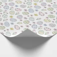 Easter Eggs and Flowers Pastel Colors Wrapping Paper