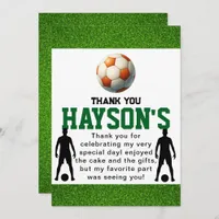 Soccer First Year Down 1st Birthday Party Thank You Card