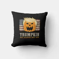 Halloween Trumpkin Vintage Us Flag Funny Throw Pillow