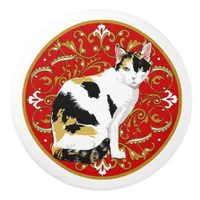 Calico Cat Baroque Ceramic Knob