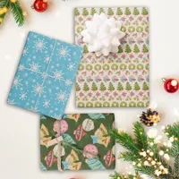 Holiday Nostalgia Christmas Ornaments Tree Wreath  Wrapping Paper Sheets