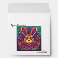 Easter Rabbit - Folk Art - Personalizable Easter Envelope