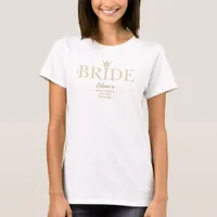 Simple Champagne Pearls Crown Bridal Shower Bride T-Shirt