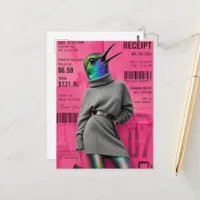 Funny Surreal Gas Station Fashions Hummingbird Postcard