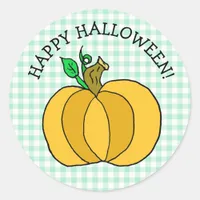 Happy Halloween Folk Art Country Pumpkin Classic Round Sticker