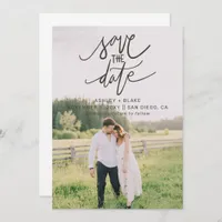 Modern Stylish Handwritten Calligraphy Photo Save The Date