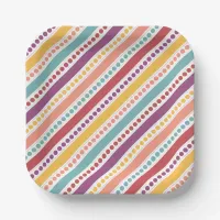 Rainbow Dots & Stripes Girl Birthday Paper Plates