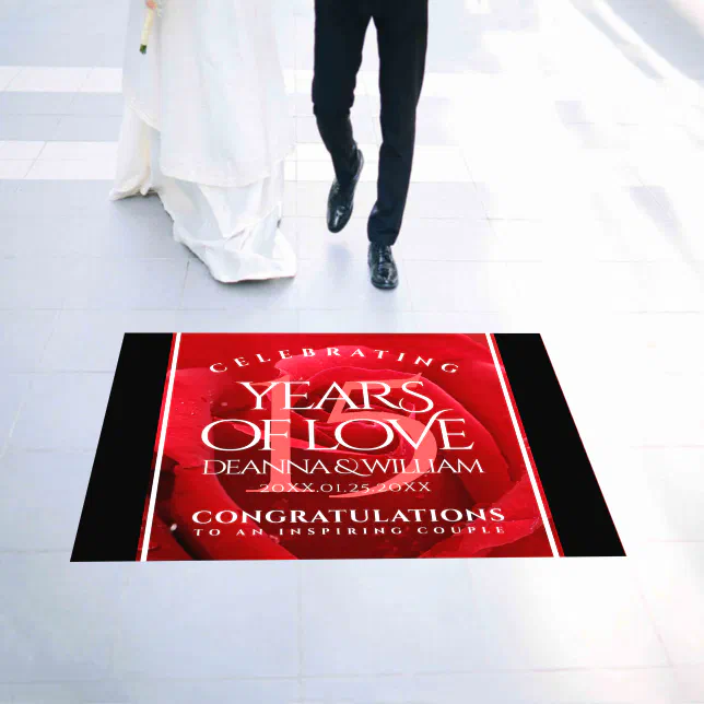 Elegant 15th Rose Wedding Anniversary Celebration Floor Decals