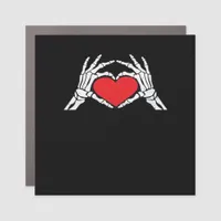 Skeleton Hands A Red Heart Classic Car Magnet