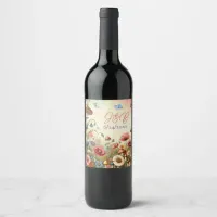 Personalized Cottage Core Wedding  Wine Label