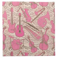 Sheet Music and Instruments Pink/Ivory ID481 Cloth Napkin