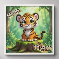 Timid Tiger | Cute Cartoon Kid's Nursery Art Peel And Stick Photo Tile