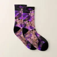 Modern fractal in black and purple socks