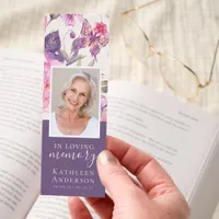 Purple Floral Butterfly In Loving Memory Funeral Bookmarks