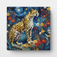 Cheetah with Flowers Plaque