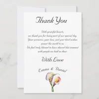 Elegant Watercolor Calla Lilies Romantic Floral Thank You Card