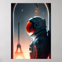 An astronaut in Paris  Poster