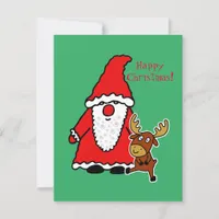 Funny Santa Claus with baby moose