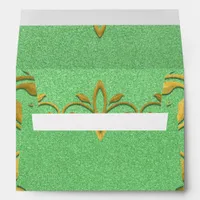 Classy Luxury Elegant Gold And Green Custom  Envelope