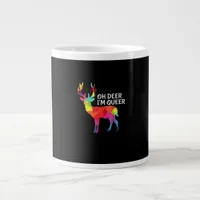 Oh Deer Queer Funny Pun LGBT Pride Design Giant Coffee Mug