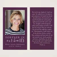 Purple Forever in Our Hearts Memorial Card