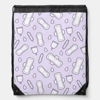 Period Purple Cute Tampon Mensturation Pattern Drawstring Bag