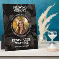 Elegant Floral Marble Memorial Remembrance Photo Plaque