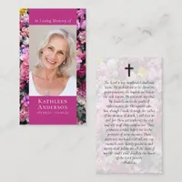 Modern Photo Floral Memorial Prayer Card