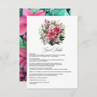 Fuchsia and Emerald Green Wedding Guest Details Enclosure Card