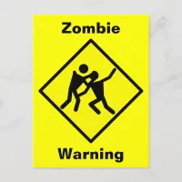 Zombie Warning Road Sign Postcard