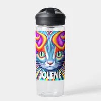 Personalized Label | Unique Mystical Kitty Cat Water Bottle