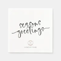 Corporate Logo Script Christmas Seasons Greetings Napkins