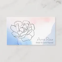 *~* Floral Rose Peony Pastel Blue Pink Watercolor Business Card