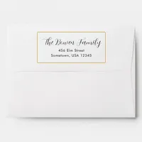 Minimal Elegant Script Gold Wedding Return Address Envelope