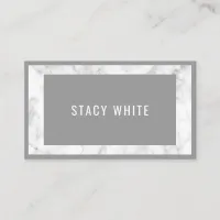 Marble Border Minimal Modern Trendy Gray Business Card