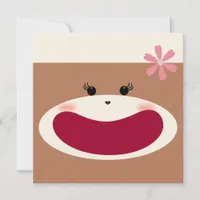 Sock Monkey Smile(Girl) Birthday Invitation