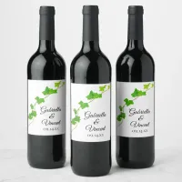 Green English Ivy Vine Foliage Wedding Wine Label