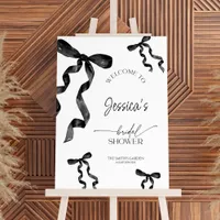 Black Bow Bridal Shower Welcome Sign