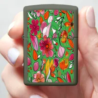 Vibrant Floral Pattern With Colors Zippo Lighter