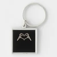 Skeleton Hand Hearts Design Keychain