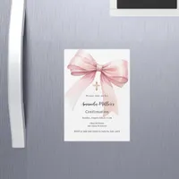 Pink bow girl Confirmation Magnetic Invitation