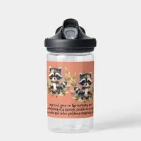 Raccoon Woodland Kids Christian Prayer on Pink | Water Bottle