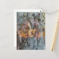 abstract collage with face postcard