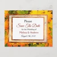 Fall Leaves Autumn Wedding Save the Date Announcement Postcard