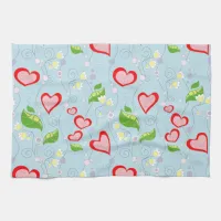 Fun Colorful Hearts and Flowers Kitchen Towel